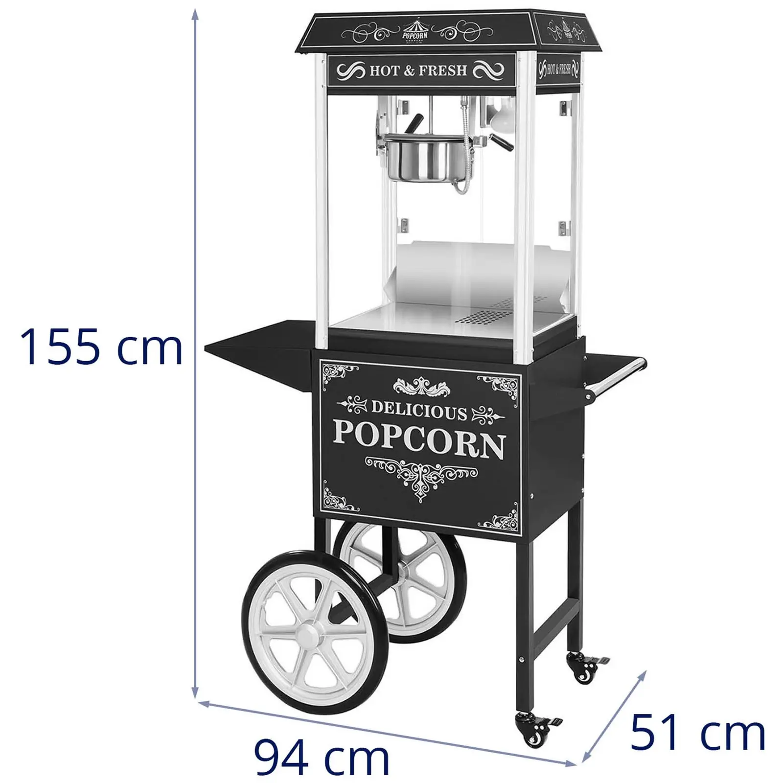 Popcorn Maker with trolley - black
