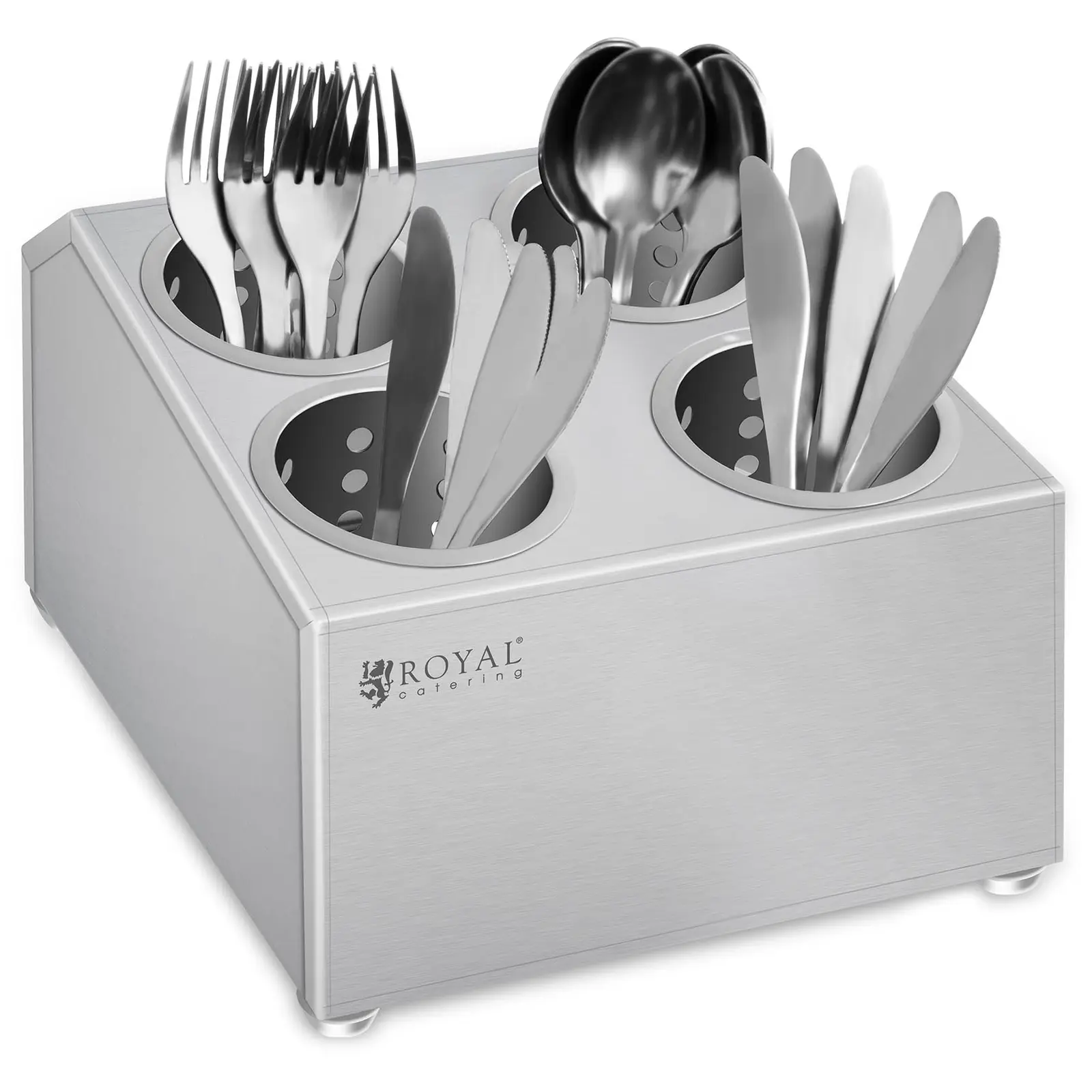 Cutlery container - Stainless steel - With 4 cutlery holders