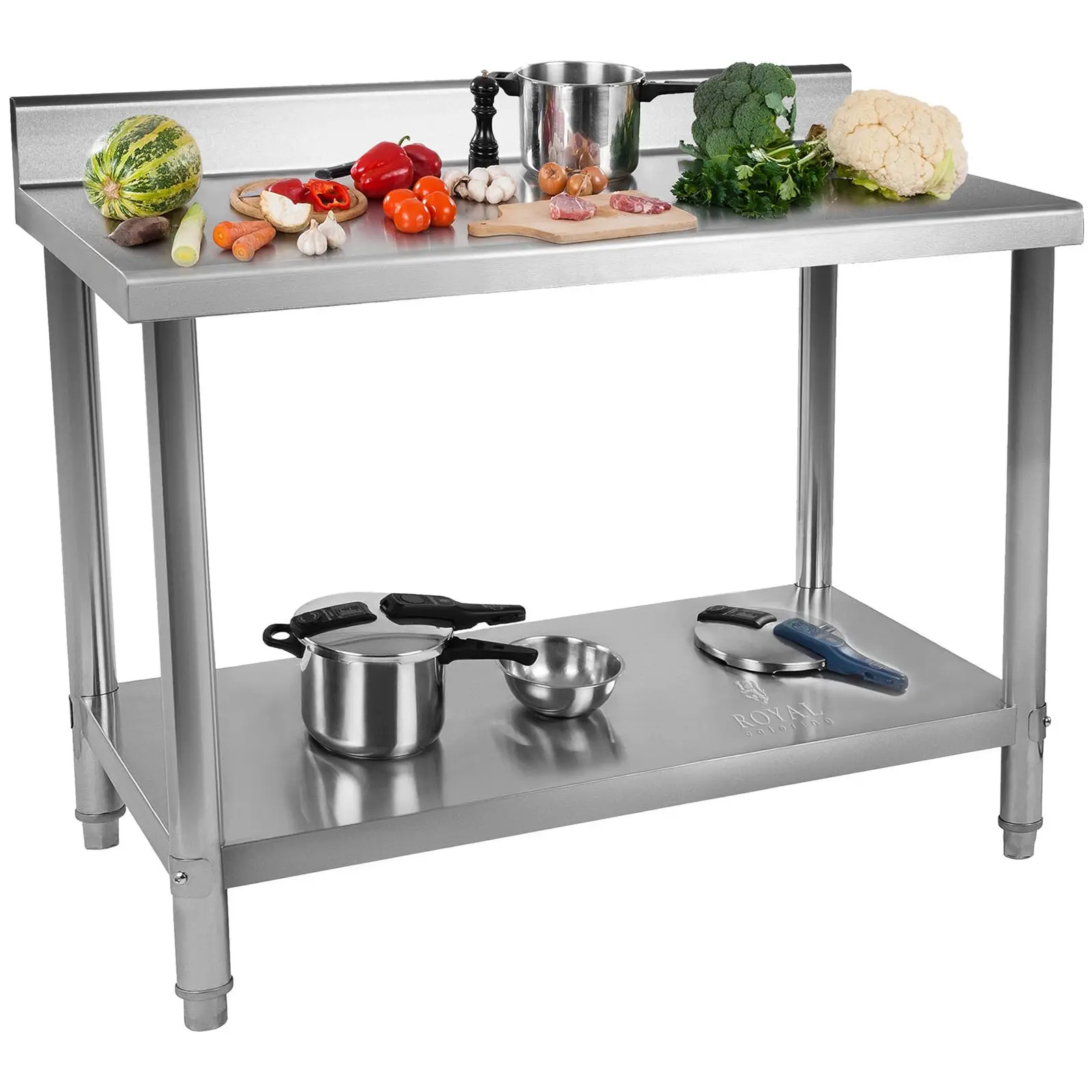 Stainless Steel Table - 120 x 70 cm - Upstand