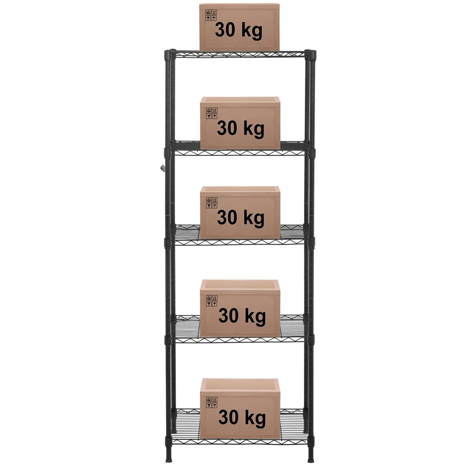 Metal Storage Rack - 55 x 45 x 149.5 cm - 150 kg - black