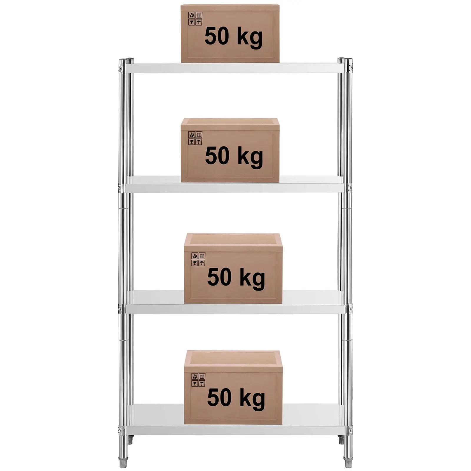 Metal Shelving Unit - 90 x 60 x 180 (LxWxH) cm - Royal Catering - 200 kg - Stainless steel