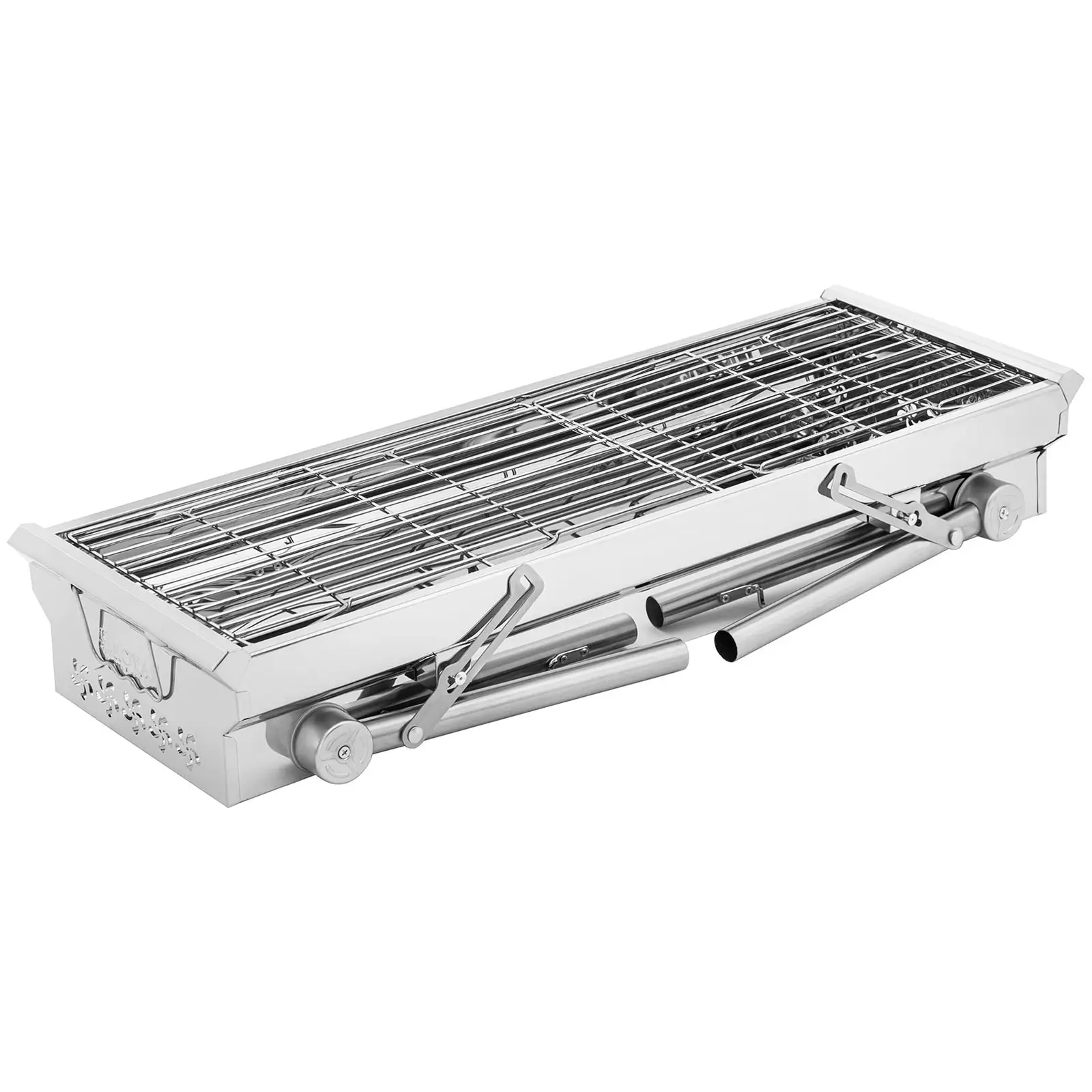 Charcoal grill - with folding grill - 43 x 25 cm - stainless steel / galvanised steel - Royal Catering