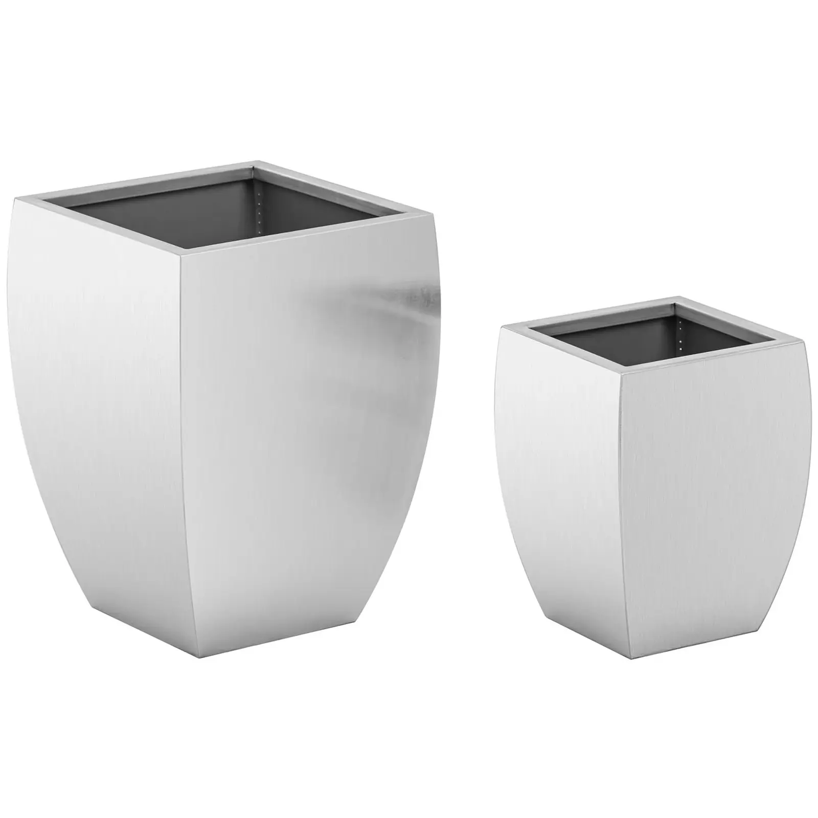 Planter Pot - Set of 2 - Stainless steel - conical / rounded - Royal Catering
