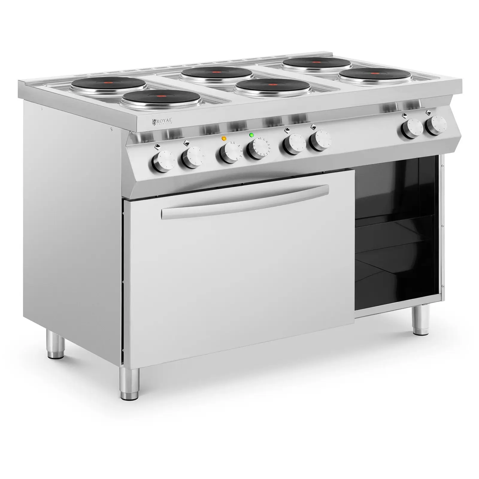 Electric Cooker - 15600 W - 6 plates - with convection oven - base cabinet - Royal Catering