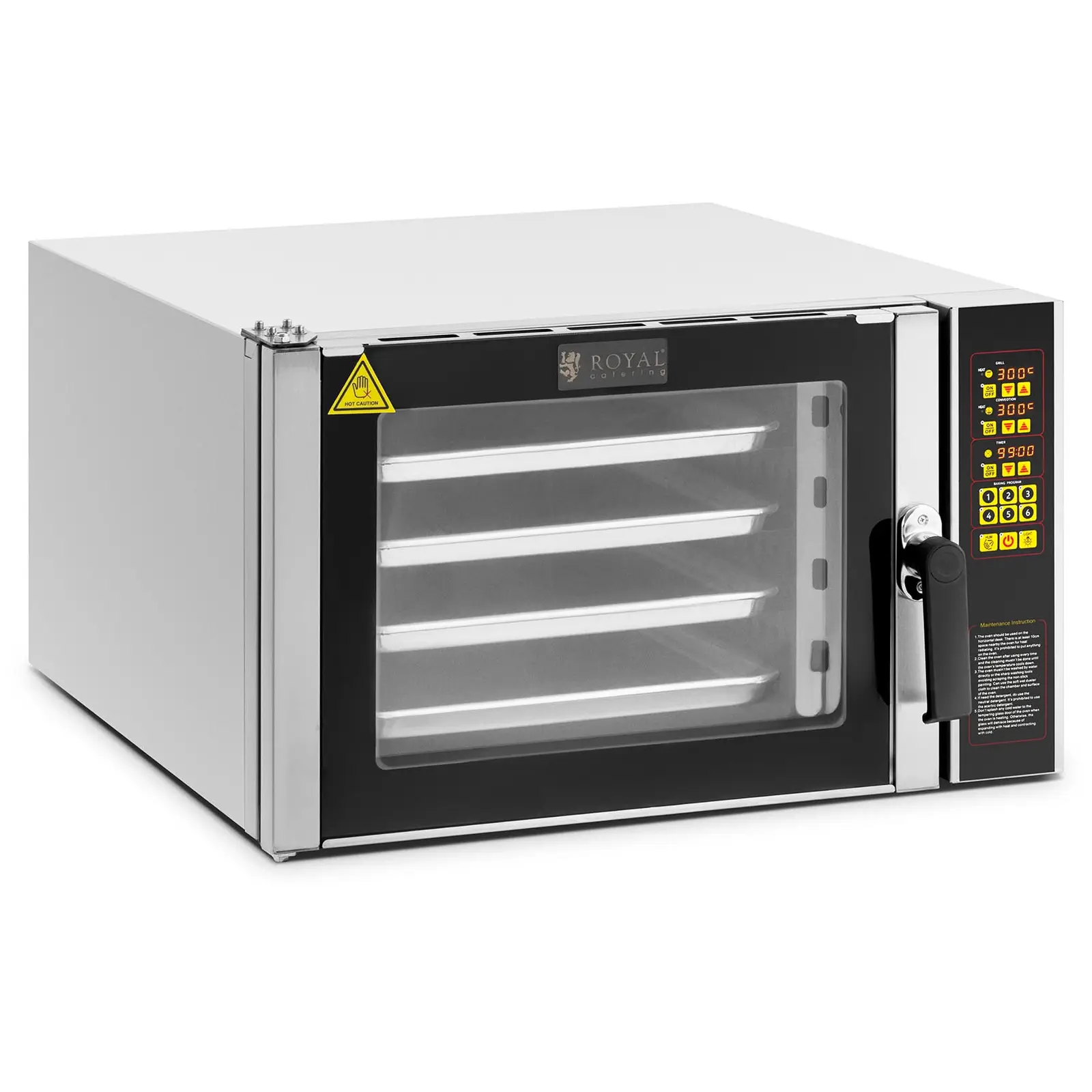 Hot air oven - 5000 W - Timer - Steam function - 4 Trays