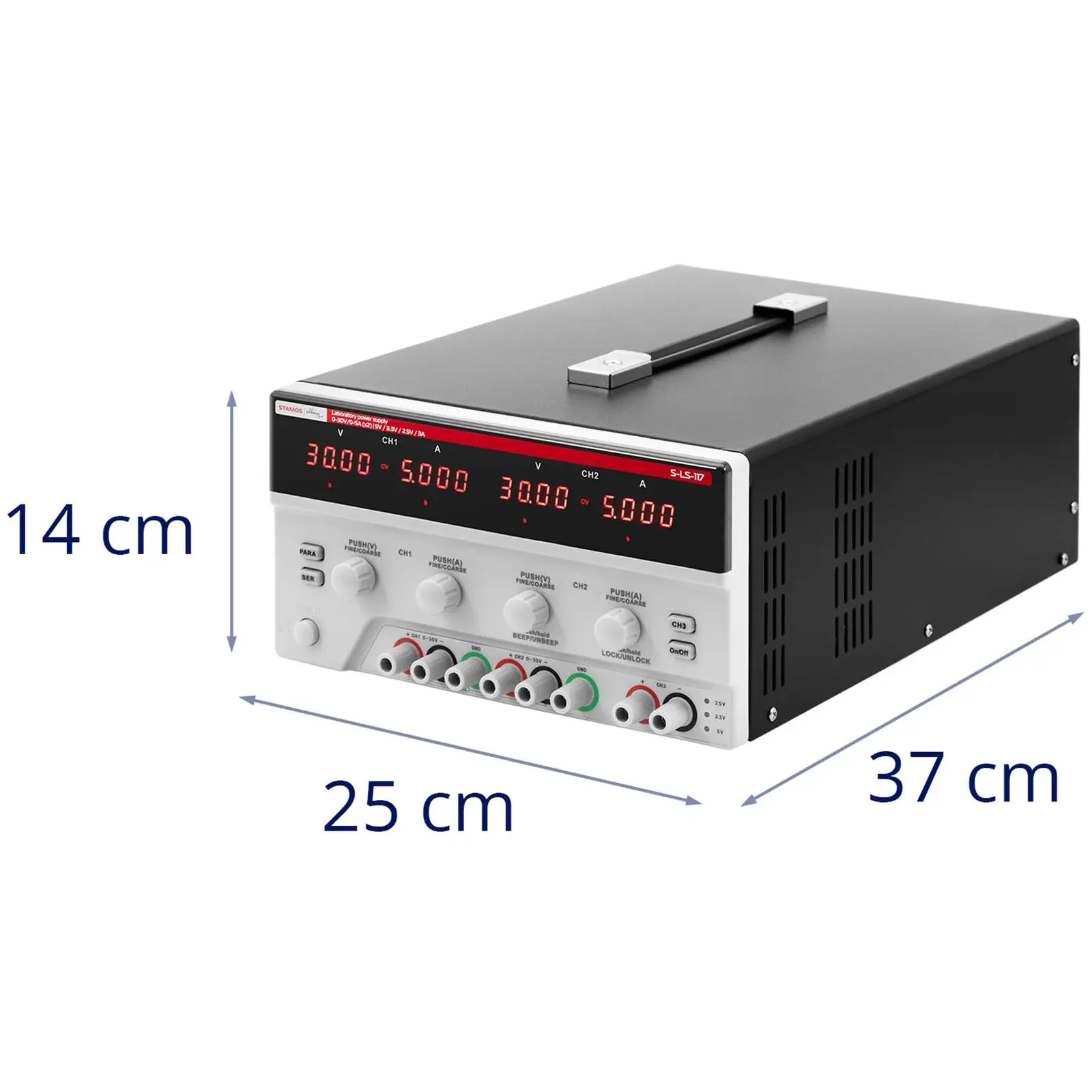 Laboratory Power Supply Unit - 0 - 30 V - 0 - 5 A DC - 2x150 W - 5 memory locations - LED display - USB/RS232/LAN