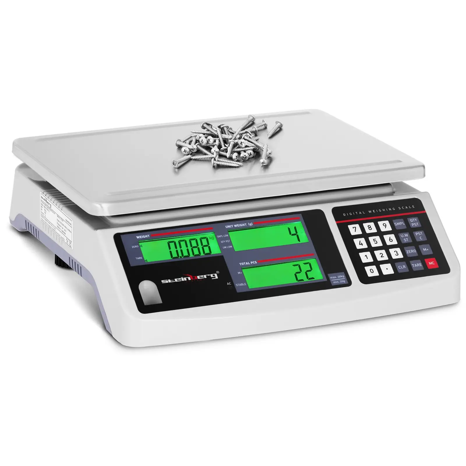 Counting Scale - 30 kg / 1 g - 3 LCD - battery 72 hrs