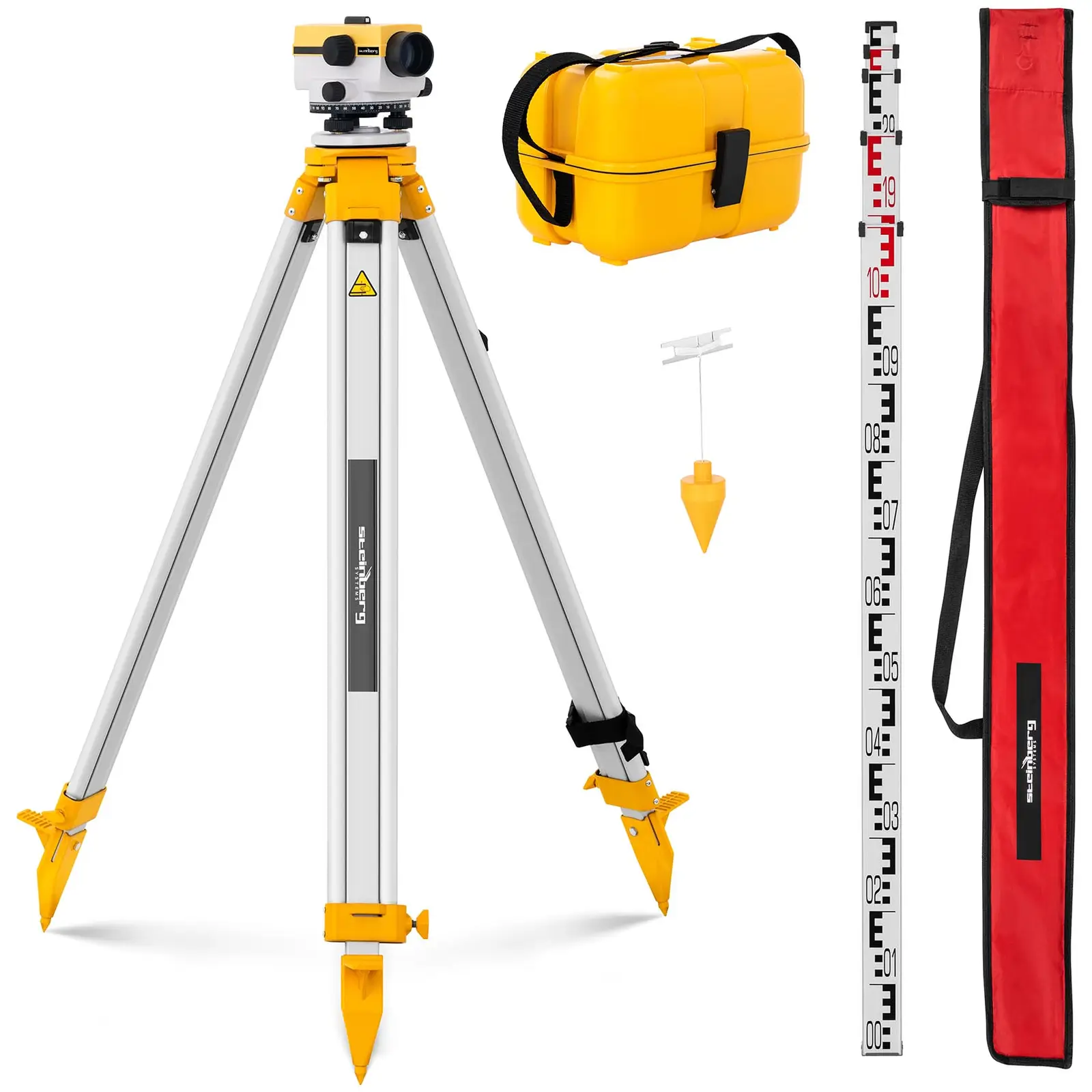 Automatic Level - with tripod and level staff - 24x magnification - 36 mm lens - deviation 2 mm - air damped compensator