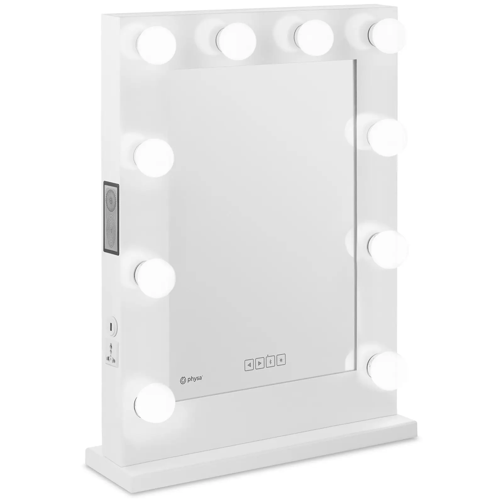LED Vanity Mirror - white - 10 LEDs - square - speaker
