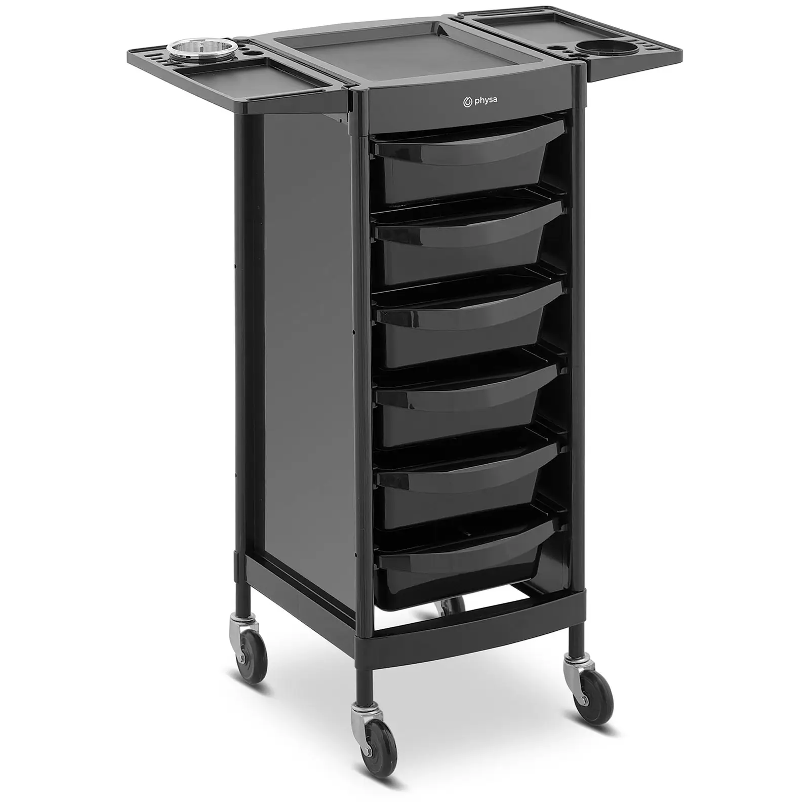Hair Salon Trolley - 10 kg - 6 drawers with 3 dividers - hairdryer holder - 420 x 390 mm shelf
