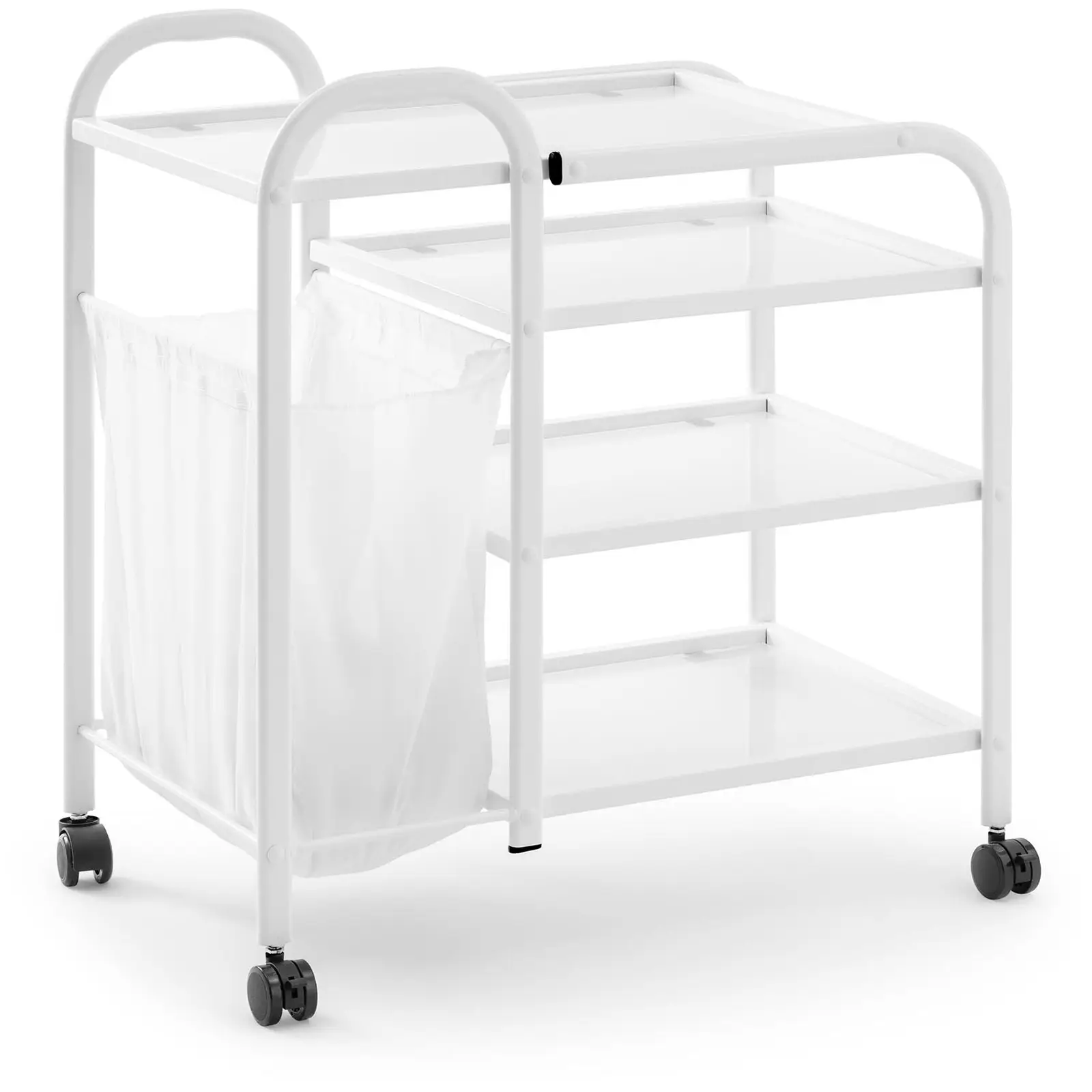 Beauty Trolley with 5 L Laundry Bag - 4 glass shelves