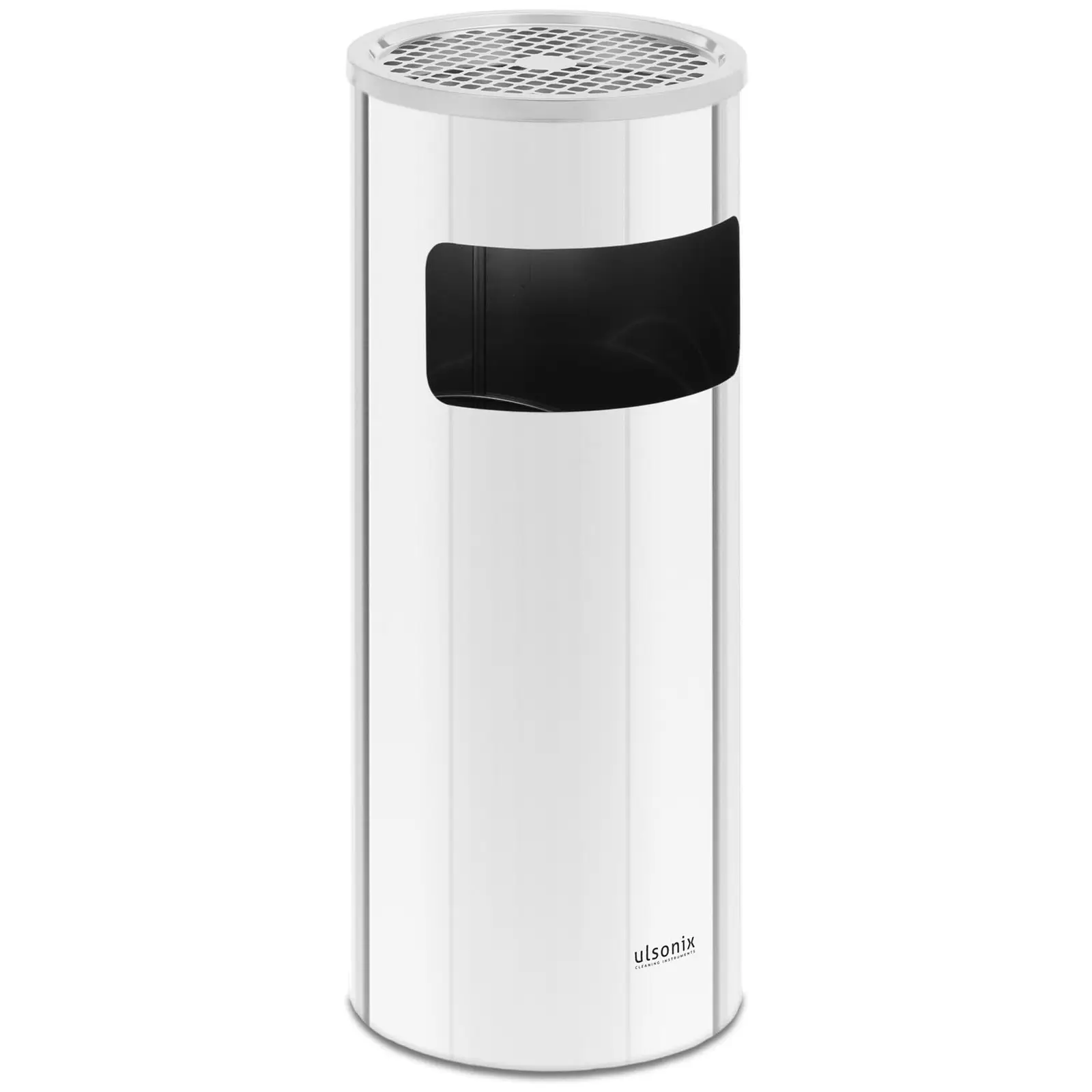 Rubbish Bin - round - with ashtray - stainless steel / galvanised steel - silver