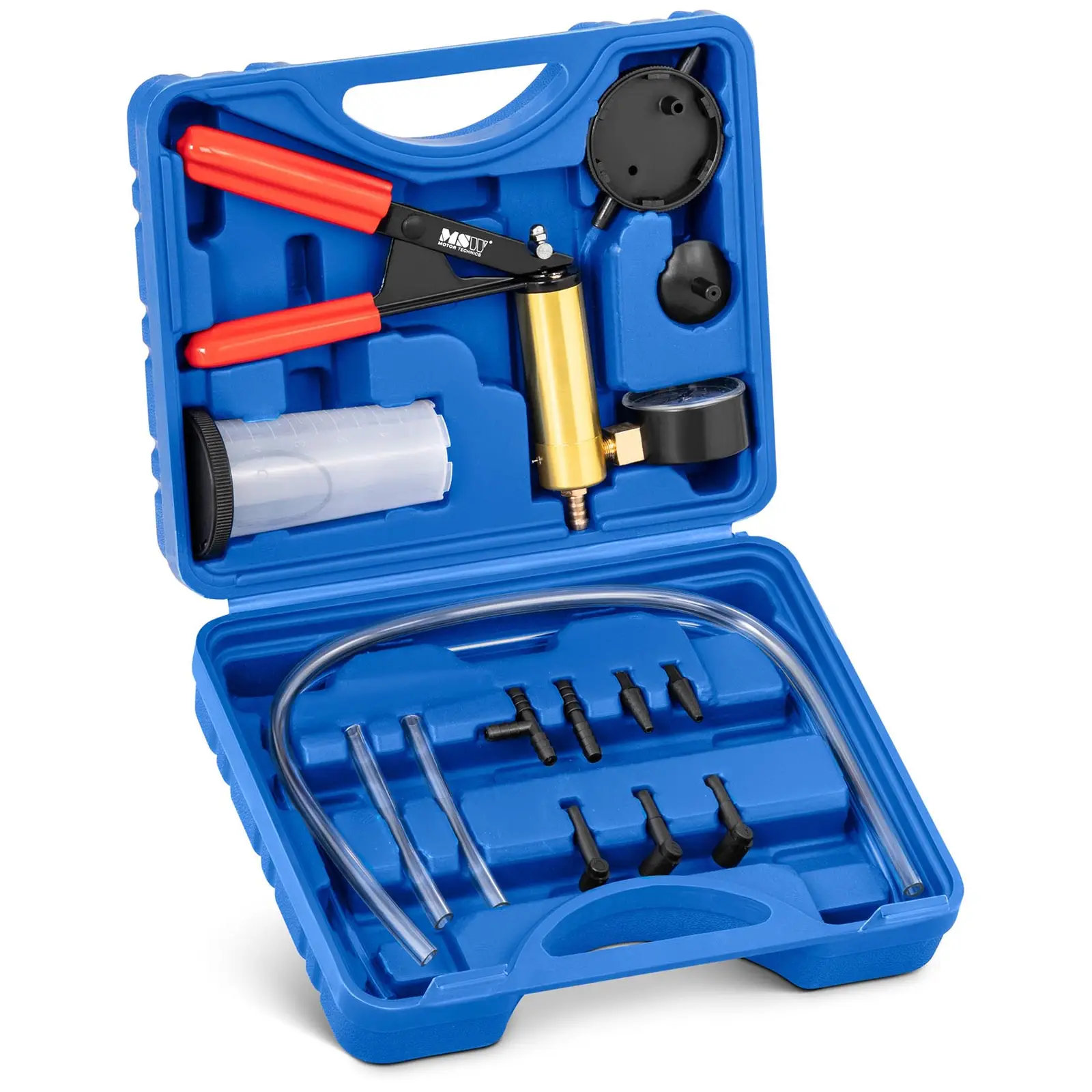 Vacuum Pump And Brake Bleeding Kit - vacuum tester - 15 pcs. - Plastic (PVC, PP) / carbon steel