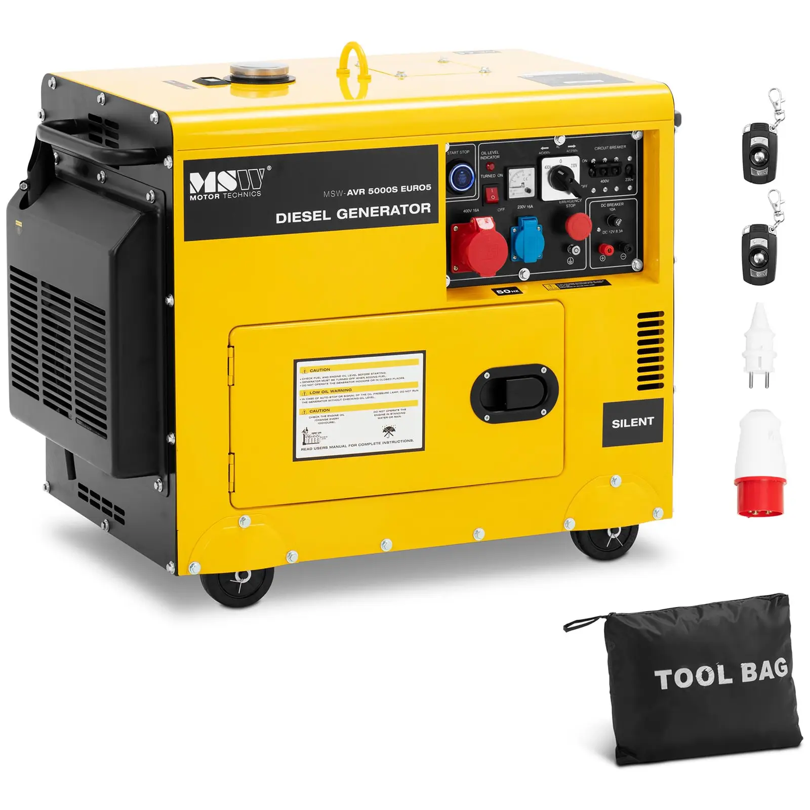 Diesel Generator - 4250 / 5000 W - 16 L - 240/400 V - mobile - AVR - Euro 5