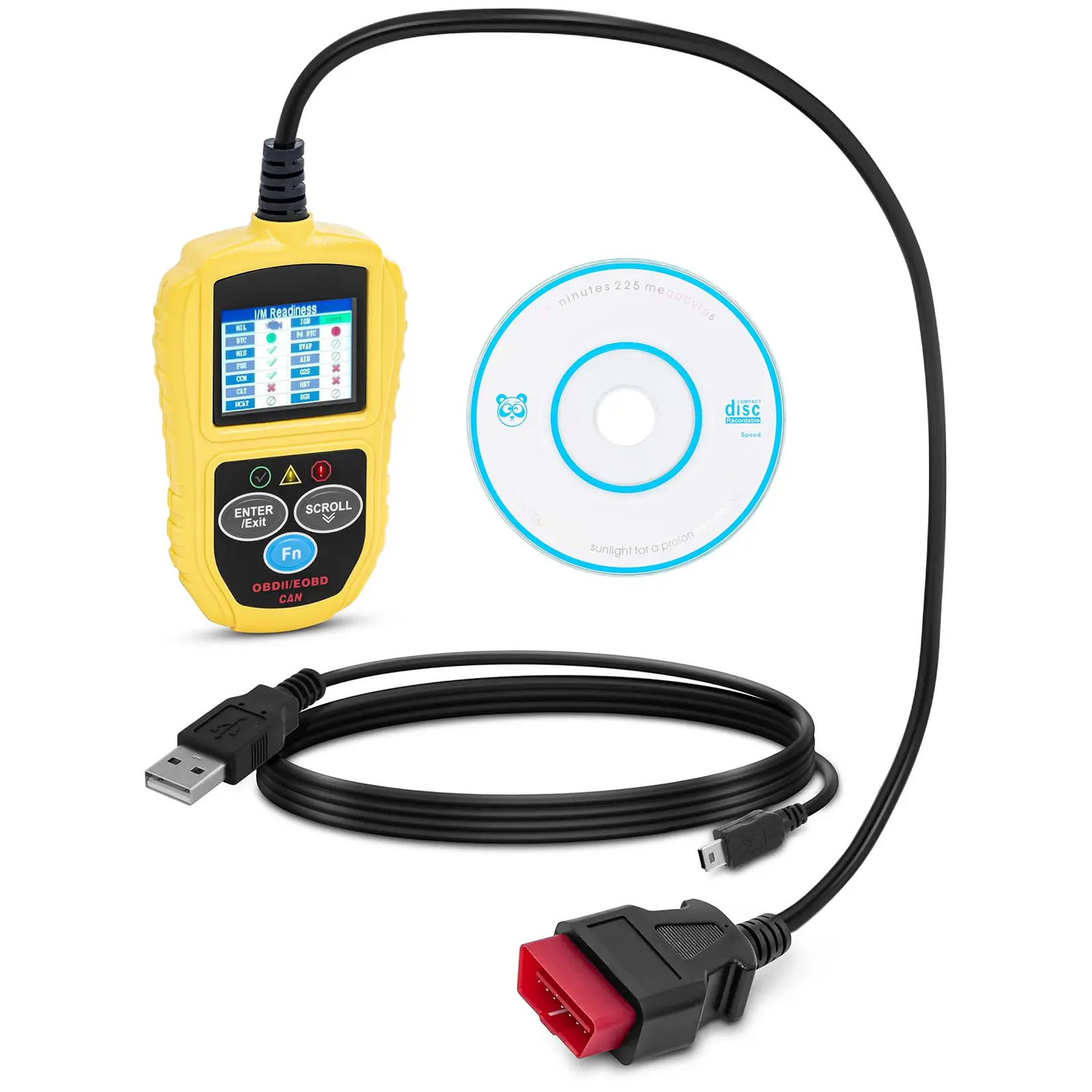 OBD2 diagnostic device - 8 - 18 V - LCD - Fault codes / VIN / ID / CVN / PCM / ECU / MIL etc.