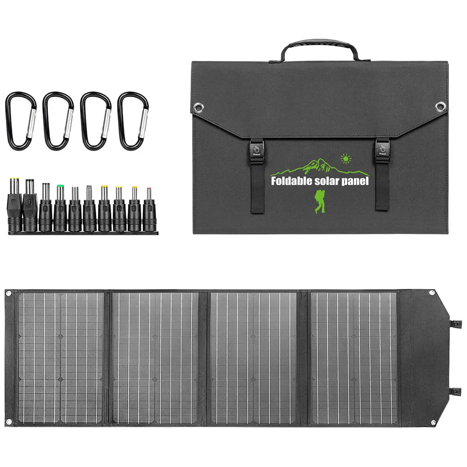 Portable Generator incl. Solar panel - 4 x USB - Quick Charge 18 W - 1 x USB C - 5 x DC - AC 100 - 240 V, 200/300 W