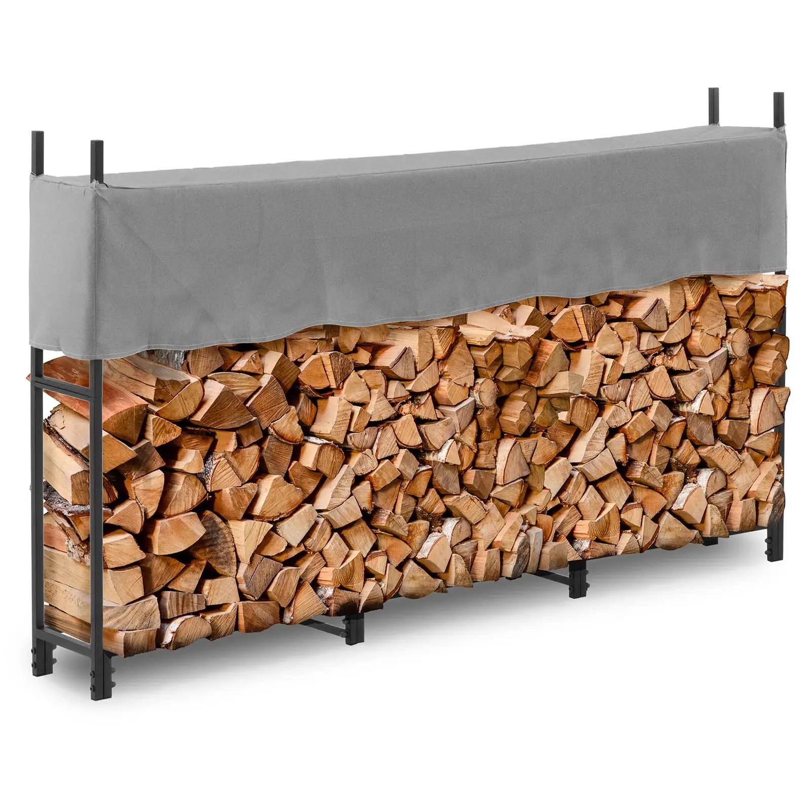 Firewood Rack - with cover - 100 kg - 76 x 31 x 17 cm - steel - black