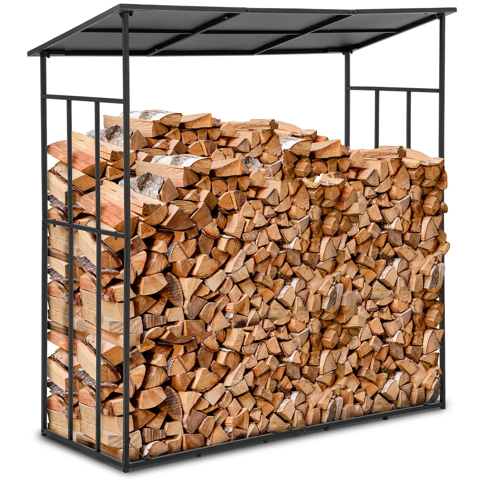 Firewood Rack - with roof - 350 kg - 187.5 x 62 x 195 cm - steel - black