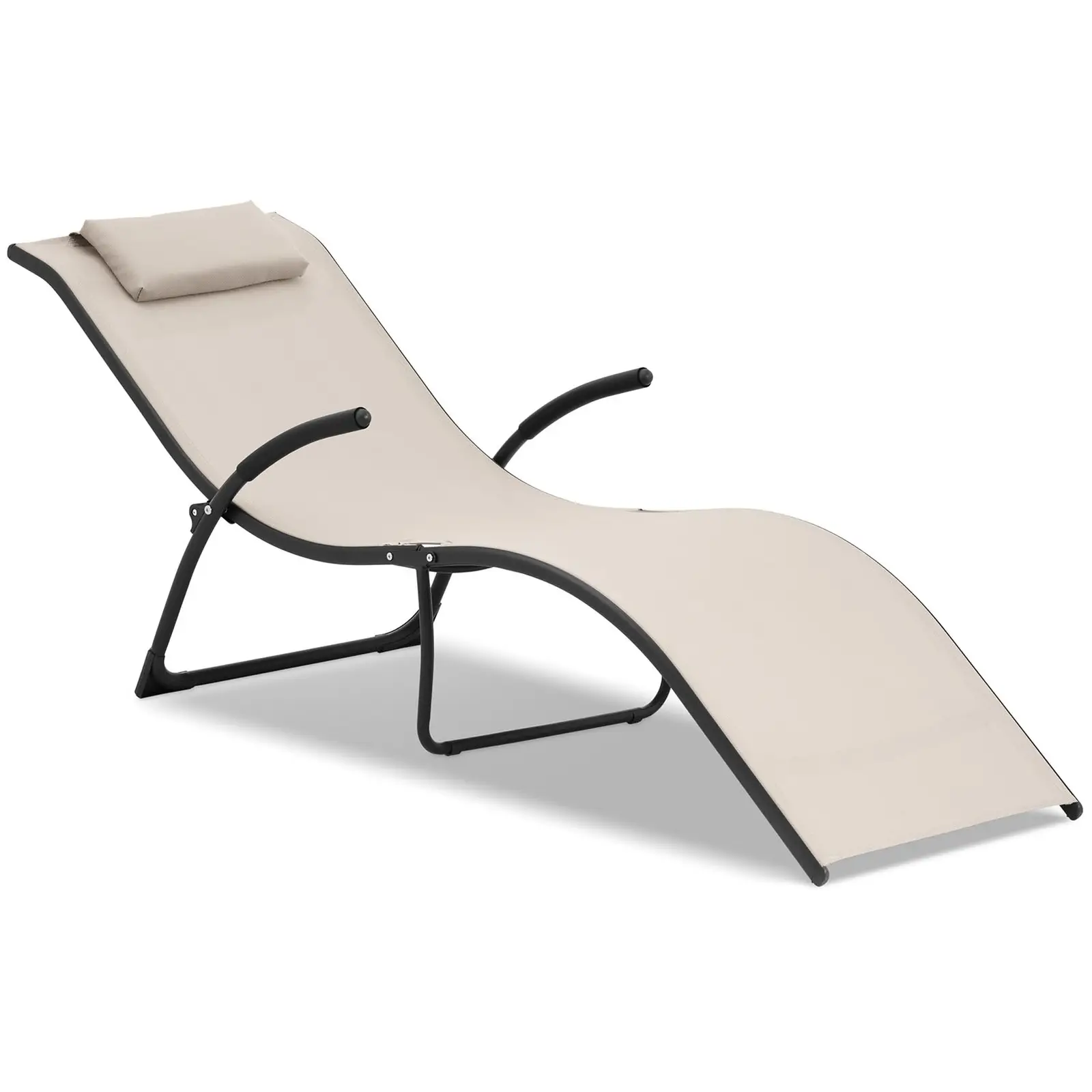 Beige wave outdoor lounge chair - steel frame