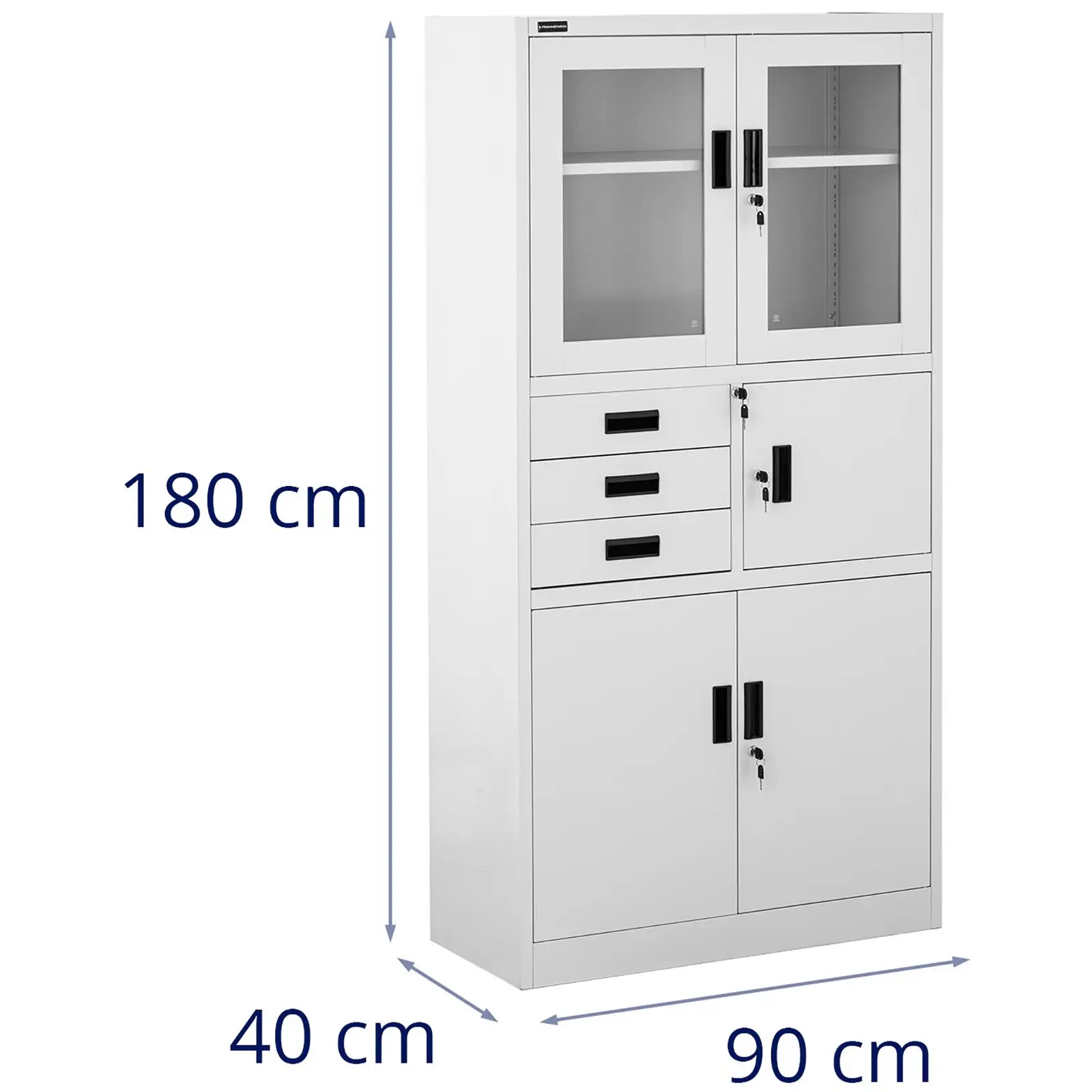 Filing Cabinet - 90 x 40 x 180 cm - 3 drawers - safe