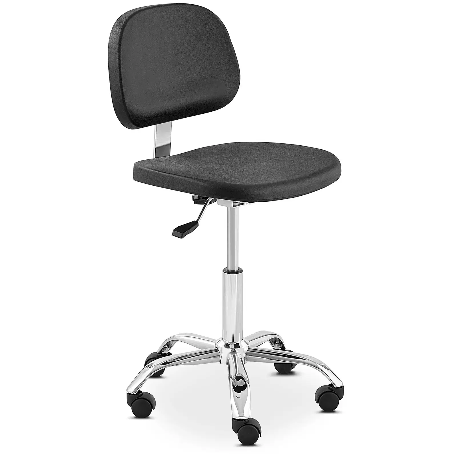 Laboratory chair - 120 kg - Black, Chrome - height adjustable from 450 - 585 mm