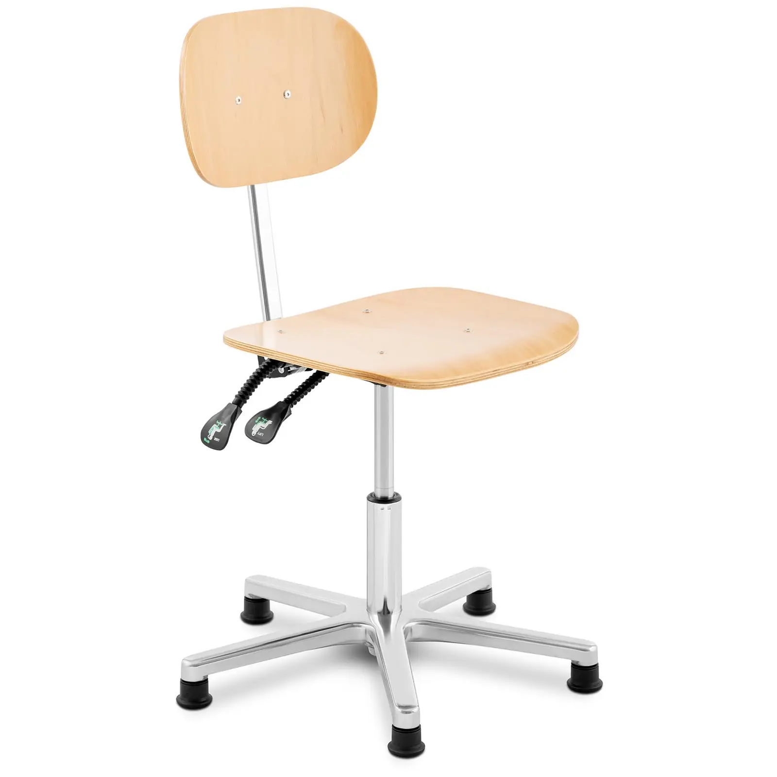 Workshop chair - 120 kg - Chrome, Wood - height adjustable from 362 - 498 mm