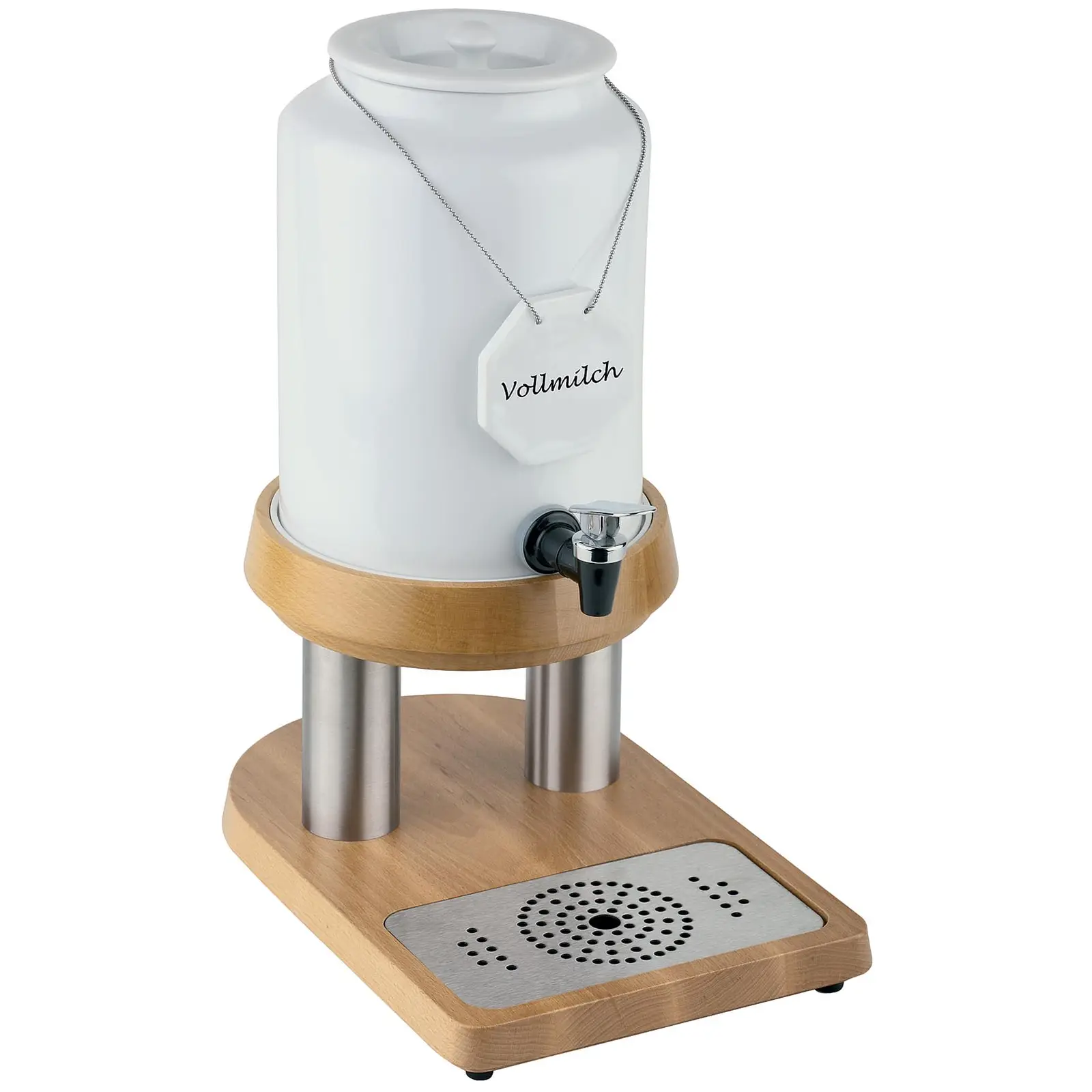 Milk Dispenser - Stainless steel, wood, porcelain - 4 L